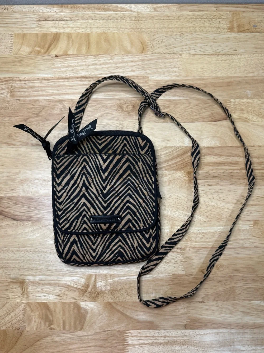 Vera Bradley Retired  Pattern Little Hipster Crossbody Bag Zebra Black Tan